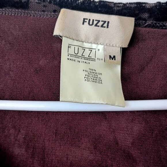 FUZZI Long Sleeve Velvet Sheer Black Burnout Mesh Designer Top Blouse | Size M - Picture 5 of 6